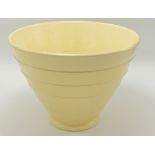 Wedgwood Keith Murray large cream glazed conical vase: Measuring 25cm wide x 18cm high.