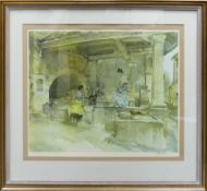 William Russell-Flint signed print of Provencal Caprice: In later gilt frame,