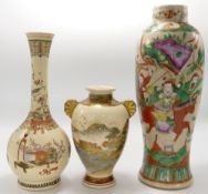A collection of 19th century Japanese Satsuma vases: decorated with various scenes,