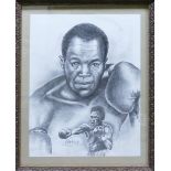 Darren Dean pencil drawing of boxer Sugar Ray Leonard: 34cm x 44cm.