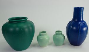 A collection of mottled Royal Lancastrian pottery: Including miniature vases,