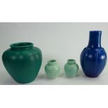 A collection of mottled Royal Lancastrian pottery: Including miniature vases,