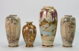 A collection of 19th/20th century Japanese Satsuma vases: tallest 20cm.