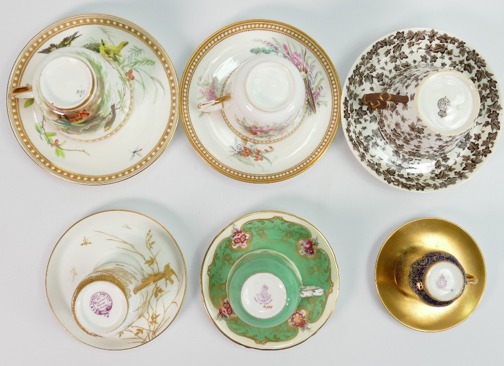 A collection of 19th century Royal Worcester cups and saucers: In various designs. - Image 2 of 4