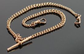 Edwardian 9ct gold double Albert chain: Hallmarked on every link, weight 30.4g, length 37.5 cm.