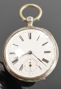 Silver French pocket watch: With seconds dial.