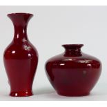 Bernard Moore small Flambe vase together with a Howsons small Flambe vase: Tallest height 12.5cm.