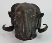 Early 20th century bronze sculpture of a Rams head: 14cm high x 19cm.