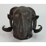 Early 20th century bronze sculpture of a Rams head: 14cm high x 19cm.