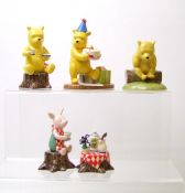 Royal Doulton Winnie the Pooh figures: Honey and tea is a very grand thing WP75, Tea for two WP77,