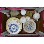 A mixed collection of item to include: decorative wall plates, Royal Doulton Curiosity Shop Water