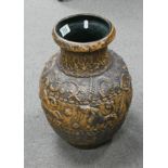 Large German Mid Century Art Pottery Etruscan Vase: height 45cm