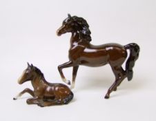 Beswick Brown Prancing Arab: nip to ear with foal(2)