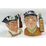 Royal Doulton Large Character Jugs:Gunsmith D6573 & Golfer D6627(2)