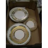 A collection of decorated plates: including Minton, Crown Derby, Coalport etc