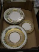 A collection of decorated plates: including Minton, Crown Derby, Coalport etc