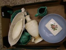 A mixed collection of items to include: Wedgwood Queens and cabbage ware items. Jugs, bowls, vases