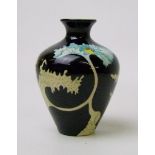 Moorcroft black Ryden Papaver vase: by Kerry Goodwin. height 10cm