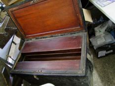 19th Century Antique Ship Builders / Carpenters Chest & Contents: The pine outer box opening to