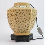 Reticulated Chinese Type Table Lamp and Stand: height 27cm