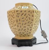 Reticulated Chinese Type Table Lamp and Stand: height 27cm