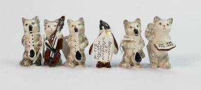 Beswick cat choir conductor: saxaphone x 3 and cello together with a penguin chick 801 (6)