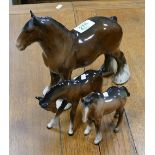 Beswick 818 Shire Horse: together with large foal 947 & damaged shire foal 951(3)