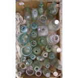 A collection of vintage glass bottles : mostly branded