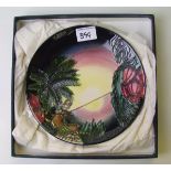 Moorcroft Birth of light plate: dated 2000, boxed. Diameter 22cm