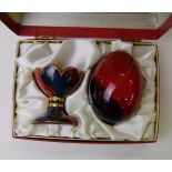 Royal Doulton flambe egg and stand: with presentation box