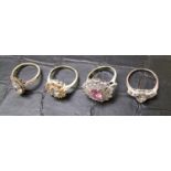 Silver Dress Rings X 4: