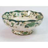 Masons chartreuse patterned footed bowl: diameter 26cm