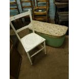 Lloyd loom style blanket box: together with a white painted chair (2 )