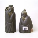 Two Lladro black basalt figures of Chinese sages: