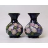 Pair Moorcroft Clematis Vases: on blue ground height 13cm(2)