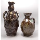 French Studio Pottery Character Jug & Similar Jug: height of tallest 28cm(2)