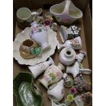 A mixed collection of items to include: Aynsley Vase , decorative ornaments, floral fancies etc