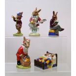 Royal Doulton Bunnykins figures to include: DB11 Rise and Shine, DB14 Grandpa's Story, DB15 Sleepy