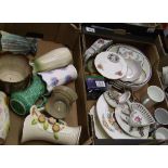 A mixed collection of items to include: decorative vases, commemorative items (2 trays).