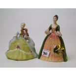Royal Doulton lady musician figures: Cymbals HN2699 ( cymbals detached but present) and Viola D'