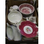 A mixed collection of item to include: Coalport floral decorated items, Wedgwood dish etc