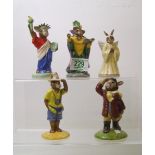 Royal Doulton Bunnykins figures to include: DB190 Tourist, DB 196 Angel, DB197 Mystic, DB198