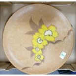 Un Marked Earthen Ware Art Deco Wall Charger: with floral decoration, diameter 42cm