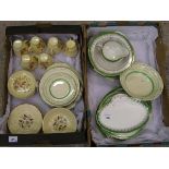 A mixed collection of items to include: Floral and gild decorated tea and dinner ware