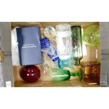 A mixed collection of item to include: Art Glass, Boxed Wedgwood Glass Christmas Goblet, Art Deco