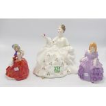 Royal Doulton Lady Figures: My Love HN2339 & small figures Autumn Breezes HN2176 & Rose HN2123(3)