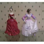 Royal Doulton lady figures: Innocence HN2842 and Ashley HN3420 (2)