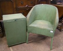 Lloyd loom style tub chair: together with laundry basket (2)