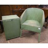 Lloyd loom style tub chair: together with laundry basket (2)