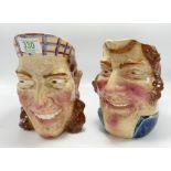 Two Sarreguemines French Majolica Character Jugs: